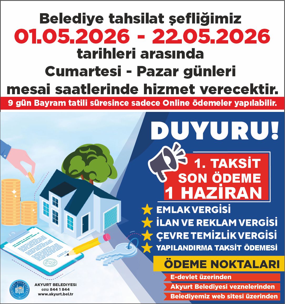 Akyurt Belediyesine Hoş Geldiniz.